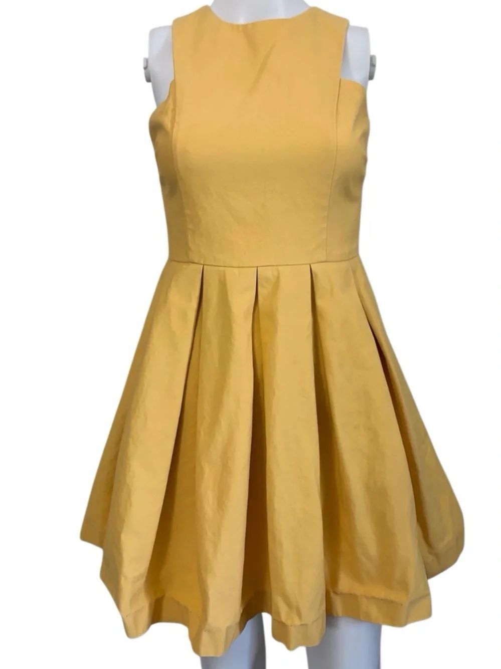 BB Dakota Yellow Pleated Fit-and-Flare Dress Size 0